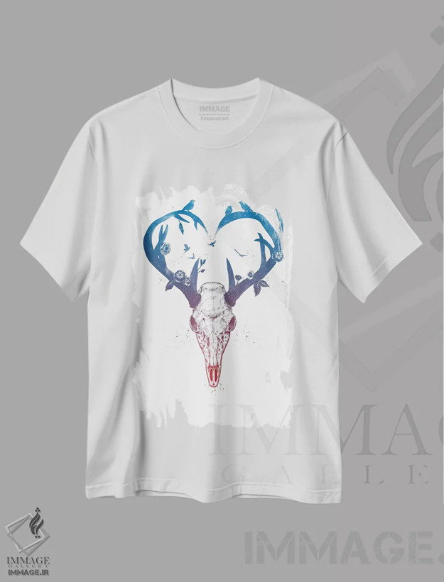 تیشرت سفید طرح دار عشق بی پایان، تزئینی اثر بالازس شولتی | فروشگاه ایماژ