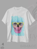 تیشرت سفید طرح دار جمجمه پاپ آرت با عینک، تزئینی اثر بالازس شولتی | immage.ir
