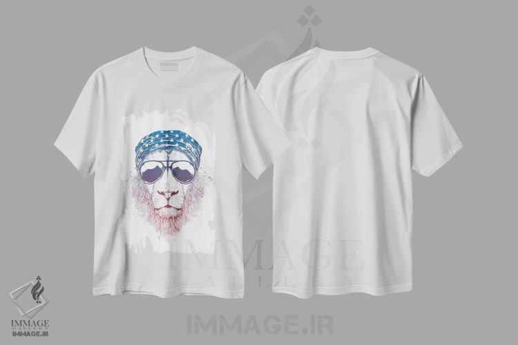 تیشرت سفید طرح دار شیر وحشی، تزئینی اثر بالازس شولتی | فروشگاه ایماژ