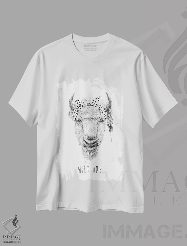 تیشرت سفید طرح دار وحشی، هنر تزئینی سیاه و سفید اثر بالازس شولتی | immage.ir