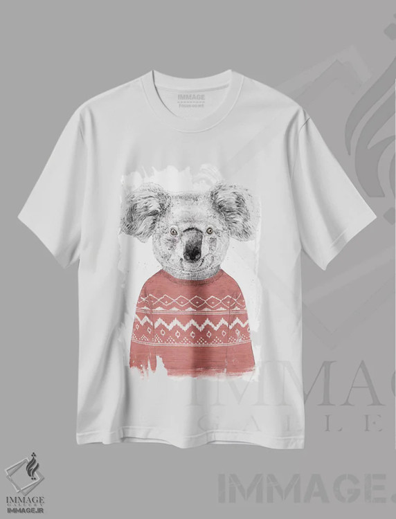 تیشرت سفید طرح دار کوآلای زمستانی قرمز، تزئینی اثر بالازس شولتی | immage.ir