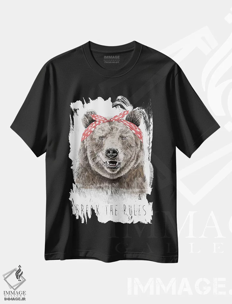 تیشرت مشکی طرح دار قانون شکنی کن، تزئینی اثر بالازس شولتی | فروشگاه ایماژ