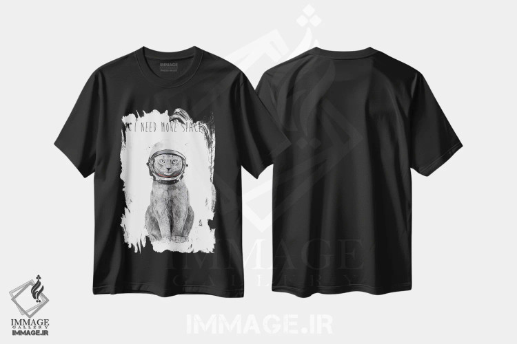تیشرت مشکی طرح دار به فضای بیشتری نیاز دارم، دست نقاشی و طراحی دستی اثر بالازس شولتی | immage.ir