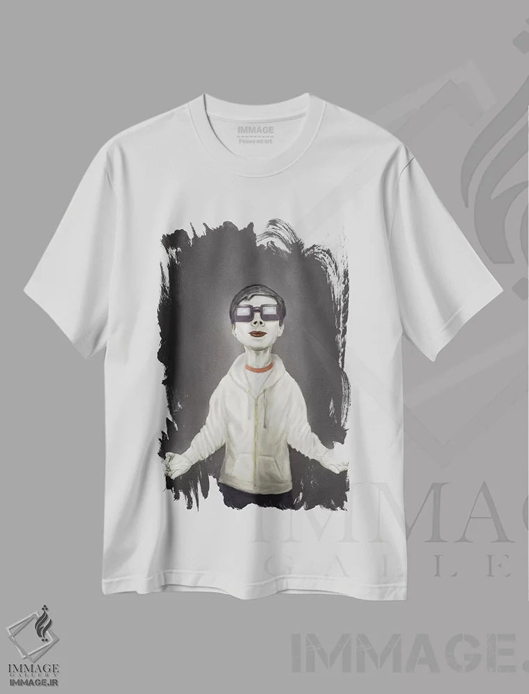 تیشرت سفید طرح دار ذن، هنر دیجیتال سیاه و سفید اثر بالازس شولتی | فروشگاه ایماژ