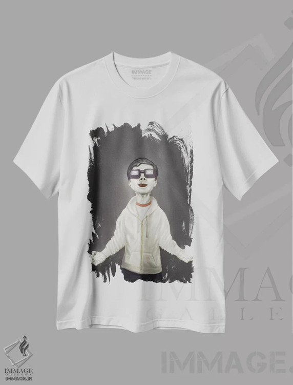 تیشرت سفید طرح دار ذن، هنر دیجیتال سیاه و سفید اثر بالازس شولتی | فروشگاه ایماژ