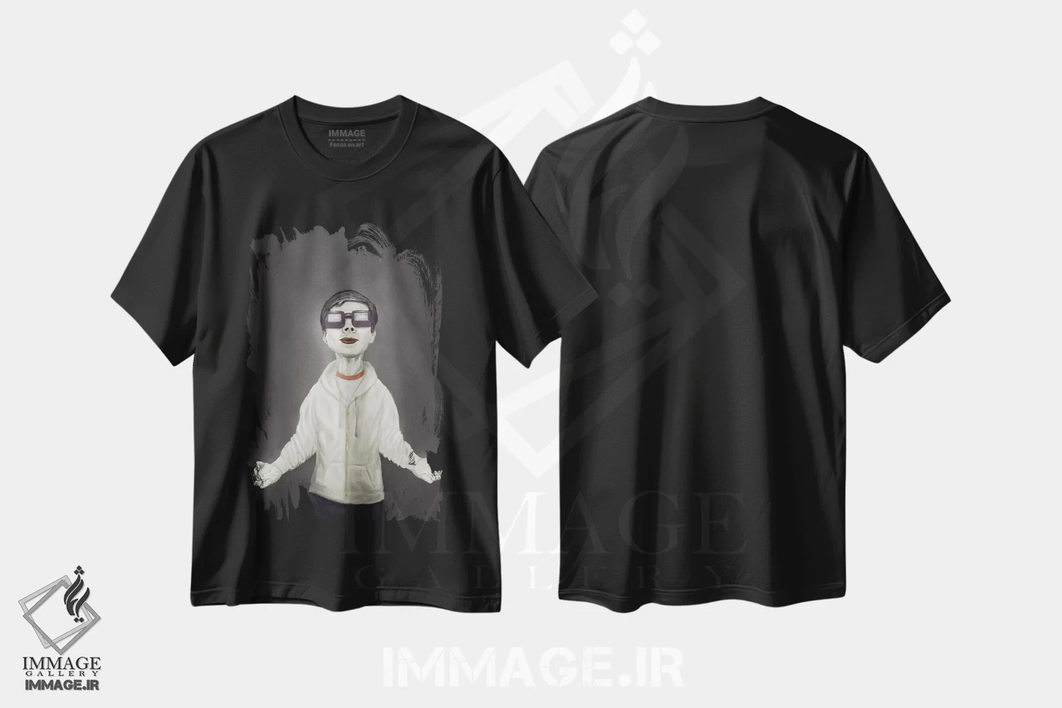 تیشرت مشکی طرح دار ذن، هنر دیجیتال سیاه و سفید اثر بالازس شولتی | immage.ir