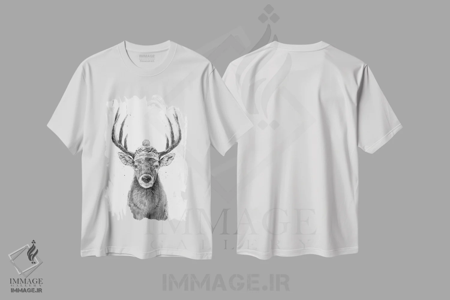 تیشرت سفید طرح دار بیا بیرون برویم، نقاشی و تصویرگری سیاه و سفید اثر بالازس شولتی | فروشگاه ایماژ