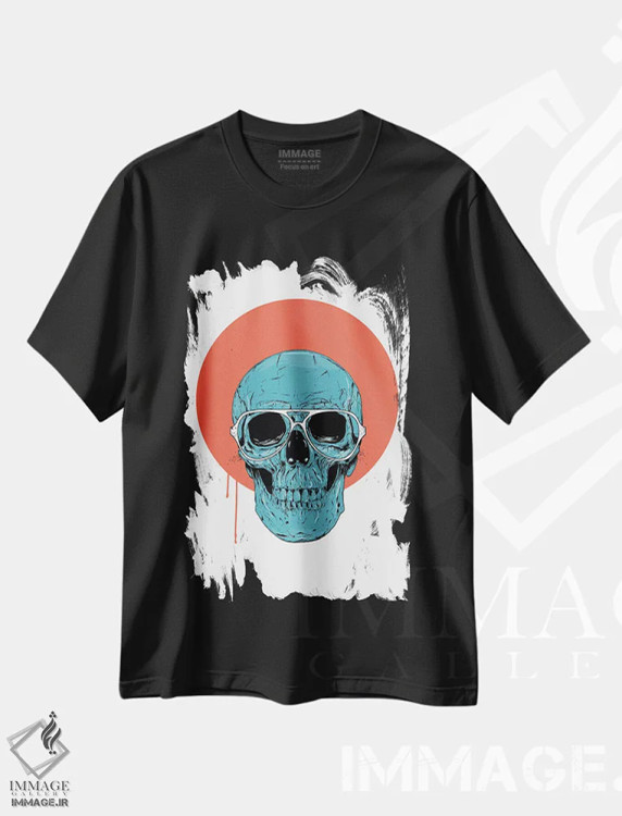 تیشرت مشکی طرح دار جمجمه آبی ۲، هنر دیجیتال اثر بالازس شولتی | immage.ir