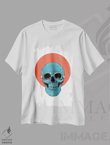 تیشرت سفید طرح دار جمجمه آبی ۲، هنر دیجیتال اثر بالازس شولتی | فروشگاه ایماژ