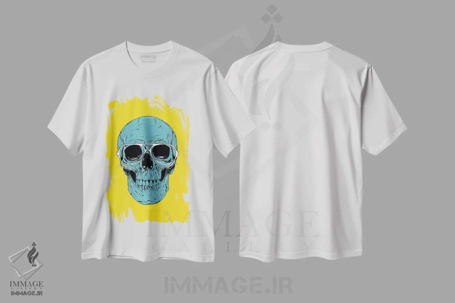 تیشرت سفید طرح دار جمجمه آبی، هنر دیجیتال اثر بالازس شولتی | immage.ir