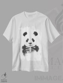 تیشرت سفید طرح دار پاندای زامبی، هنر تزئینی سیاه و سفید اثر بالازس شولتی | فروشگاه ایماژ