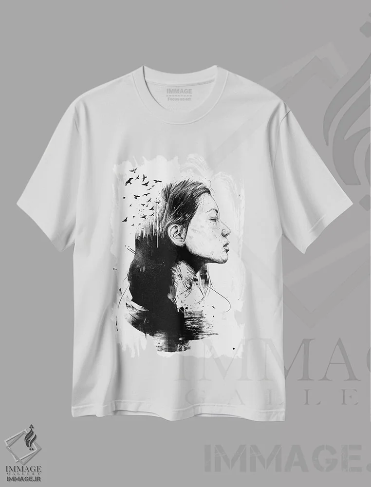 تیشرت سفید طرح دار ذهنت را باز کن، نقاشی و تصویرگری سیاه و سفید اثر بالازس شولتی | immage.ir