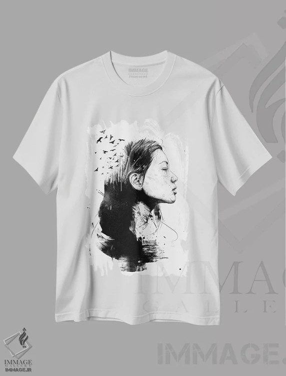 تیشرت سفید طرح دار ذهنت را باز کن، نقاشی و تصویرگری سیاه و سفید اثر بالازس شولتی | immage.ir