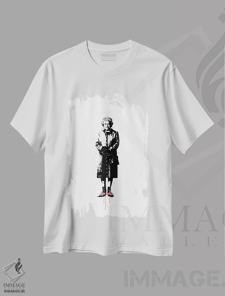 تیشرت سفید طرح دار این انگلستان است، تزئینی اثر بالازس شولتی | فروشگاه ایماژ