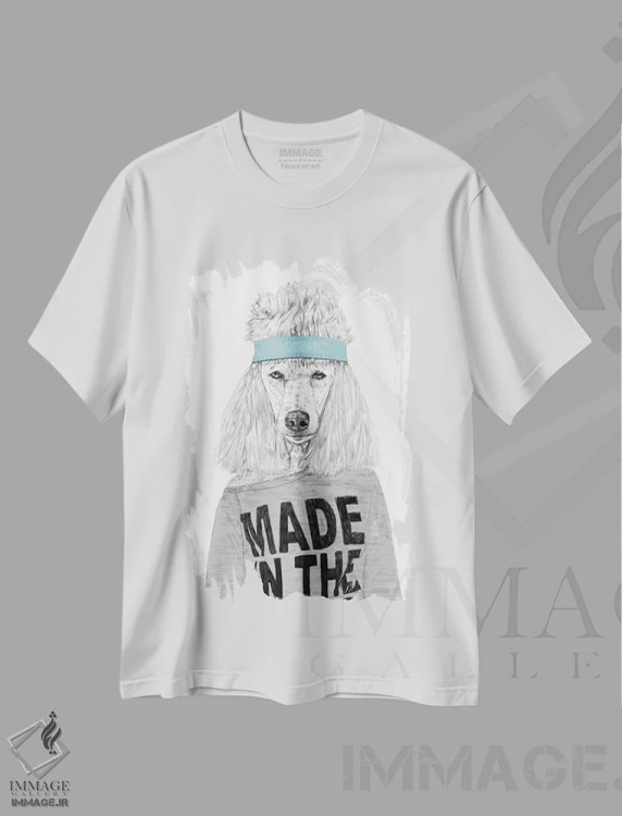 تیشرت سفید طرح دار دختری از دهه ۸۰، هنر دیجیتال اثر بالازس شولتی | فروشگاه ایماژ