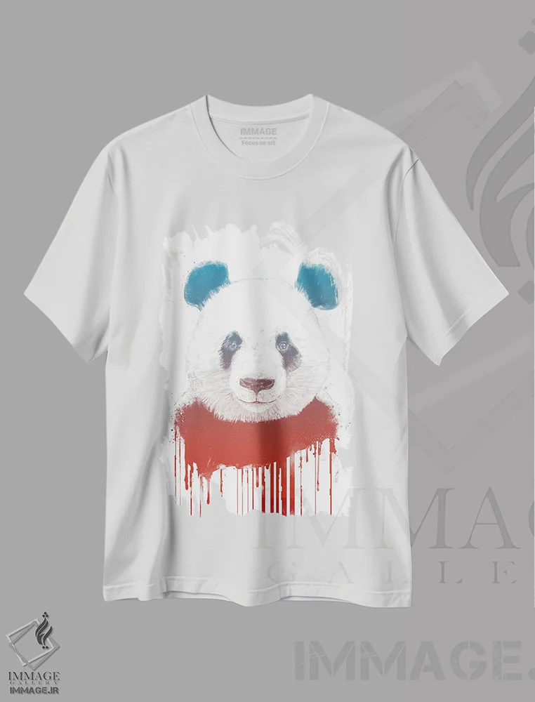 تیشرت سفید طرح دار پاندای گرافیتی ۲، تزئینی اثر بالازس شولتی | immage.ir