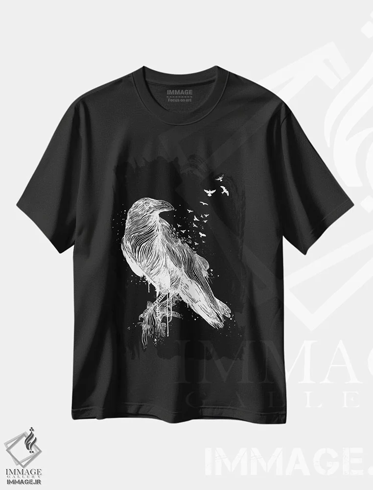 تیشرت مشکی طرح دار زاده شده برای آزادی ۲، هنر تزئینی سیاه و سفید اثر بالازس شولتی | immage.ir