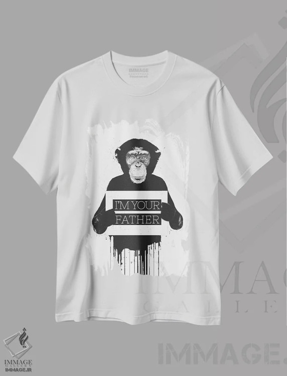 تیشرت سفید طرح دار من پدر تو هستم ۲، تزئینی اثر بالازس شولتی | immage.ir