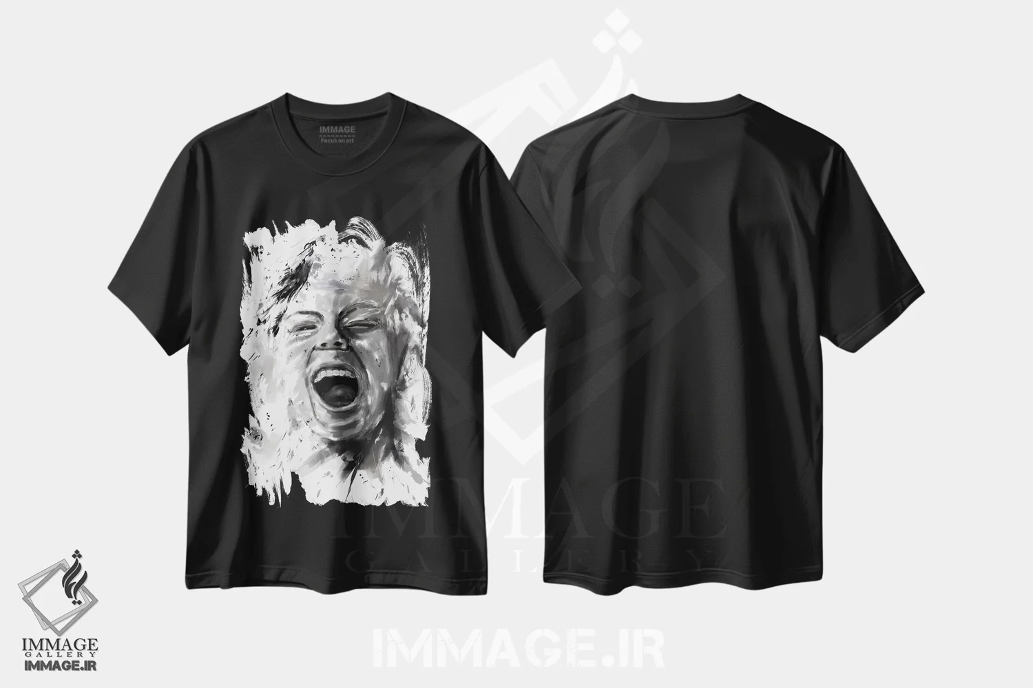 تیشرت مشکی طرح دار خشم، هنر دیجیتال سیاه و سفید اثر بالازس شولتی | immage.ir