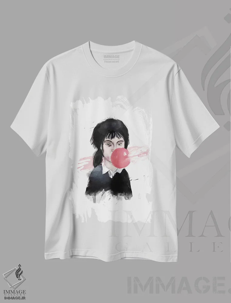 تیشرت سفید طرح دار بادکنک، هنر دیجیتال اثر بالازس شولتی | فروشگاه ایماژ