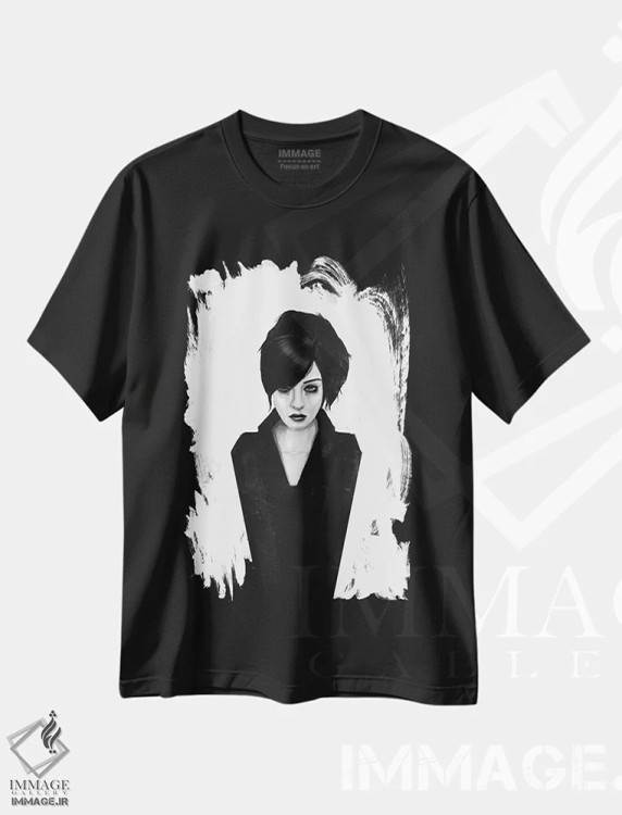 تیشرت مشکی طرح دار بیوه، دکوراسیون جایگزین اثر بالازس شولتی | فروشگاه ایماژ