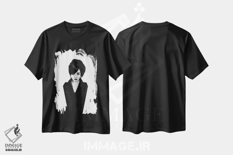تیشرت مشکی طرح دار بیوه، دکوراسیون جایگزین اثر بالازس شولتی | فروشگاه ایماژ