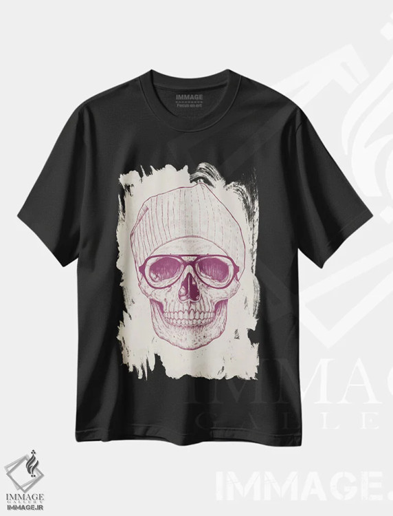تیشرت مشکی طرح دار جمجمه باحال، هنر دیجیتال اثر بالازس شولتی | فروشگاه ایماژ