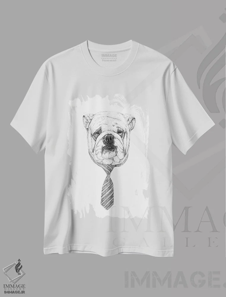 تیشرت سفید طرح دار سگ باحال، هنر دیجیتال اثر بالازس شولتی | فروشگاه ایماژ