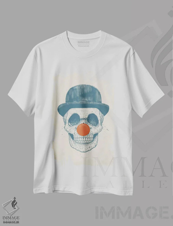 تیشرت سفید طرح دار دلقک مرده، هنر دیجیتال اثر بالازس شولتی | فروشگاه ایماژ