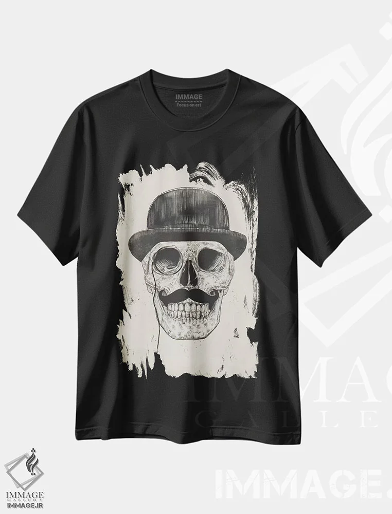 تیشرت مشکی طرح دار آقایان هرگز نمی میرند، هنر دیجیتال اثر بالازس شولتی | فروشگاه ایماژ