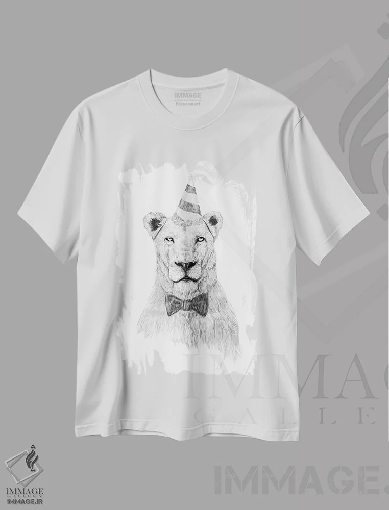 تیشرت سفید طرح دار مهمانی را شروع کن، هنر تزئینی سیاه و سفید اثر بالازس شولتی | فروشگاه ایماژ