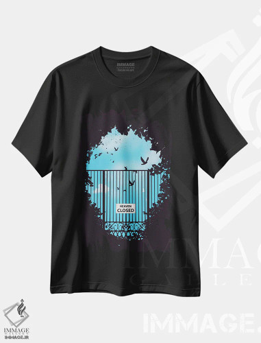تیشرت مشکی طرح دار دروازهٔ بهشت، هنر دیجیتال اثر بالازس شولتی | فروشگاه ایماژ