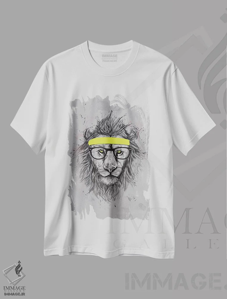 تیشرت سفید طرح دار شیر هیپستر، دکور معاصر اثر بالازس شولتی | فروشگاه ایماژ