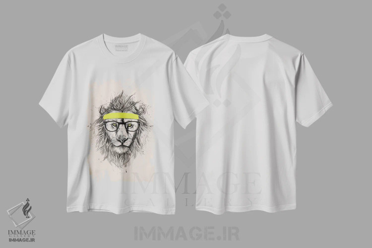 تیشرت سفید طرح دار شیر هیپستر، هنر دیجیتال اثر بالازس شولتی | immage.ir