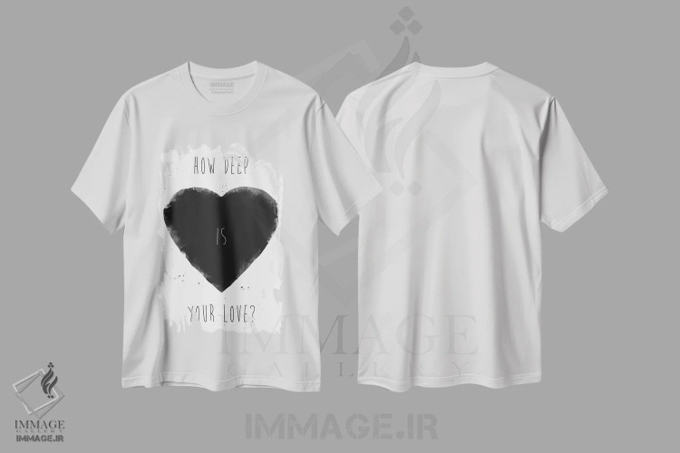 تیشرت سفید طرح دار عشق تو چقدر عمیق است، هنر تزئینی سیاه و سفید اثر بالازس شولتی | immage.ir