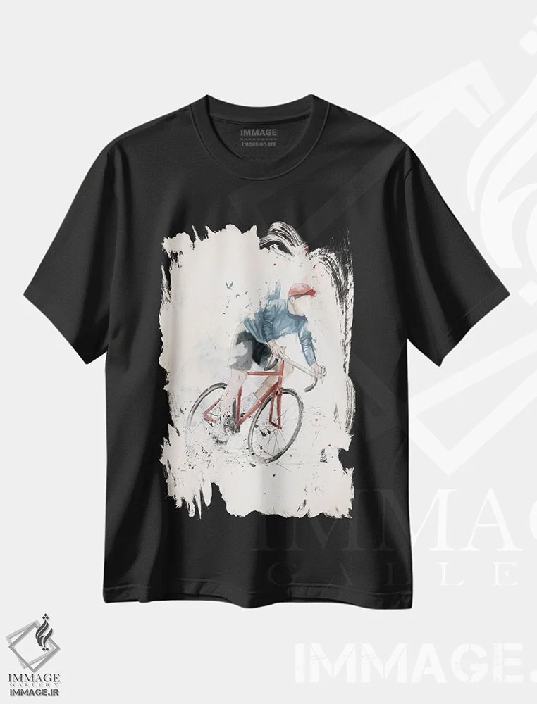 تیشرت مشکی طرح دار می خواهم دوچرخه سواری کنم، هنر دیجیتال اثر بالازس شولتی | immage.ir