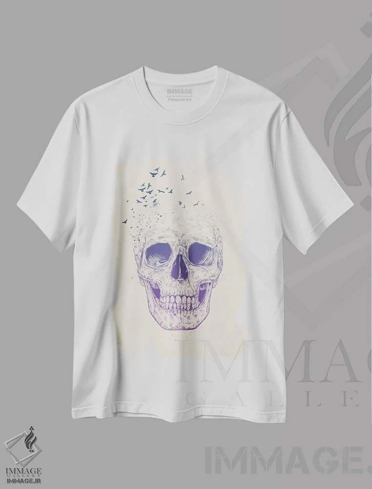 تیشرت سفید طرح دار بگذار پرواز کنند، هنر دیجیتال اثر بالازس شولتی | فروشگاه ایماژ