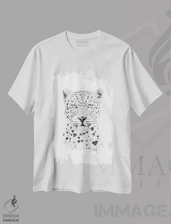 تیشرت سفید طرح دار پلنگ دوست داشتنی، هنر دیجیتال اثر بالازس شولتی | immage.ir