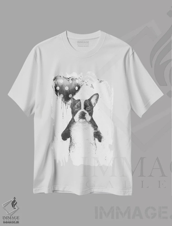 تیشرت سفید طرح دار قلبم به تپش می افتد، هنر دیجیتال اثر بالازس شولتی | immage.ir