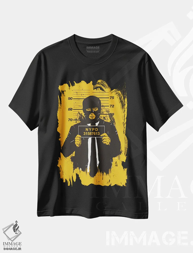 تیشرت مشکی طرح دار عکس بازداشت، هنر دیجیتال اثر بالازس شولتی | immage.ir