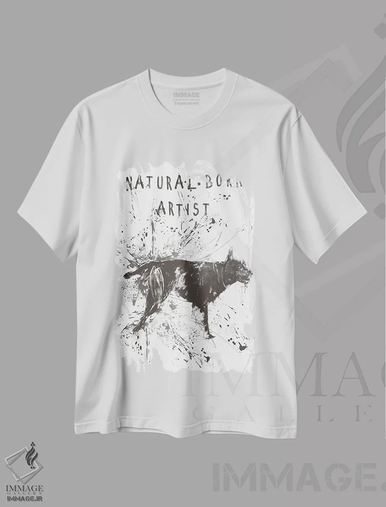 تیشرت سفید طرح دار هنرمند مادرزاد، هنر دیجیتال اثر بالازس شولتی | فروشگاه ایماژ