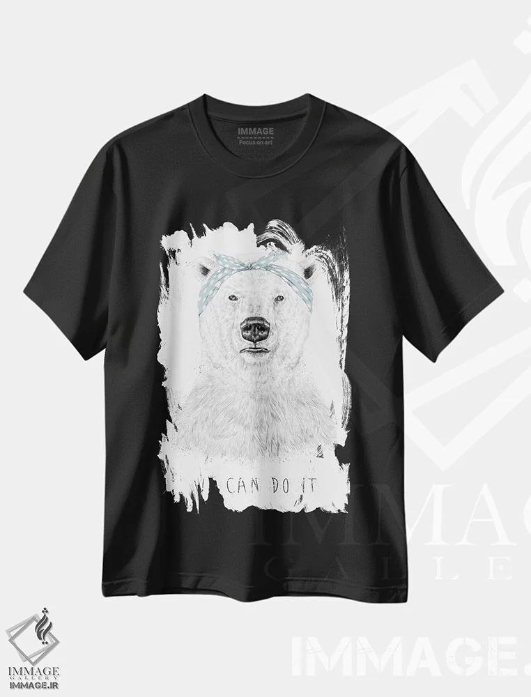 تیشرت مشکی طرح دار ما می توانیم انجامش دهیم، هنر دیجیتال اثر بالازس شولتی | فروشگاه ایماژ