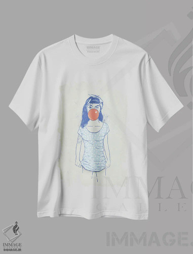 تیشرت سفید طرح دار پین آپ، هنر دیجیتال اثر بالازس شولتی | فروشگاه ایماژ
