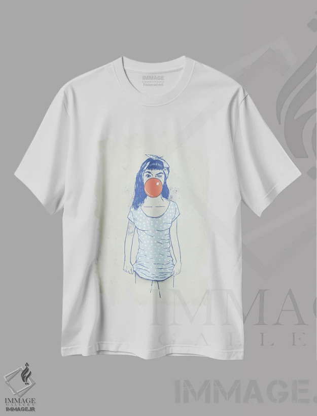 تیشرت سفید طرح دار پین آپ، هنر دیجیتال اثر بالازس شولتی | فروشگاه ایماژ