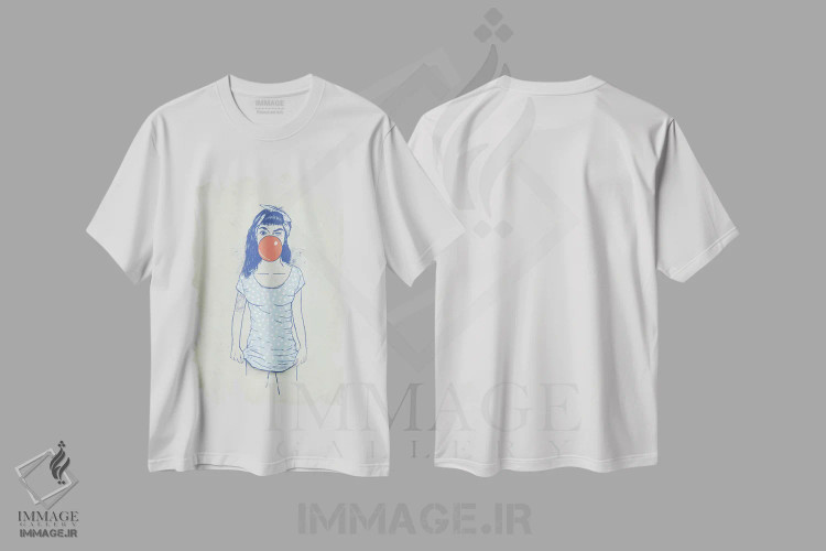 تیشرت سفید طرح دار پین آپ، هنر دیجیتال اثر بالازس شولتی | فروشگاه ایماژ