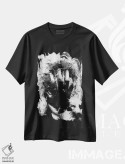 تیشرت مشکی طرح دار پرتره، هنر دیجیتال سیاه و سفید اثر بالازس شولتی | immage.ir