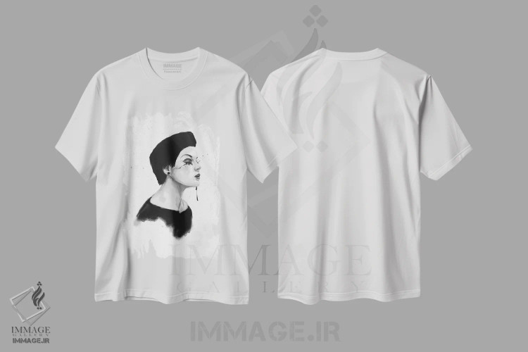 تیشرت سفید طرح دار روز بارانی، هنر دیجیتال سیاه و سفید اثر بالازس شولتی | فروشگاه ایماژ