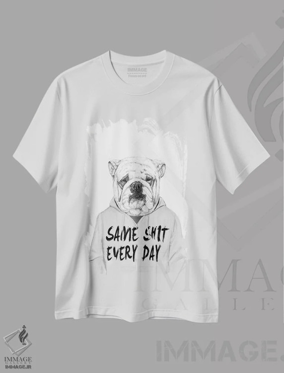 تیشرت سفید طرح دار همان مزخرف ...، هنر تزئینی سیاه و سفید اثر بالازس شولتی | فروشگاه ایماژ