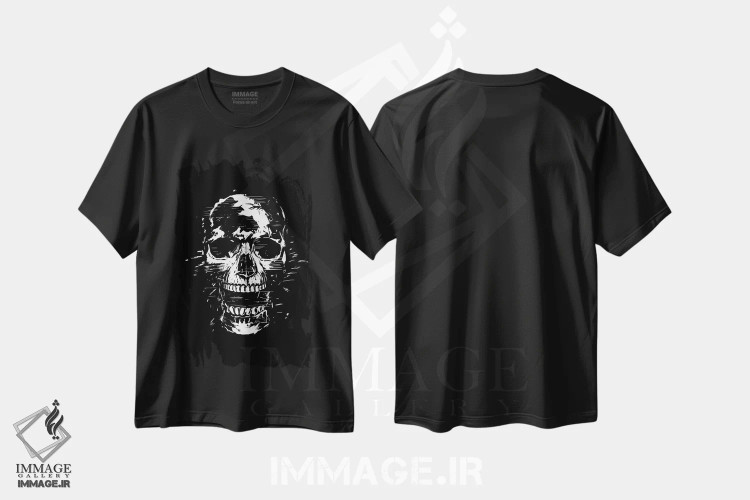 تیشرت مشکی طرح دار جیغ یک، هنر دیجیتال سیاه و سفید اثر بالازس شولتی | فروشگاه ایماژ