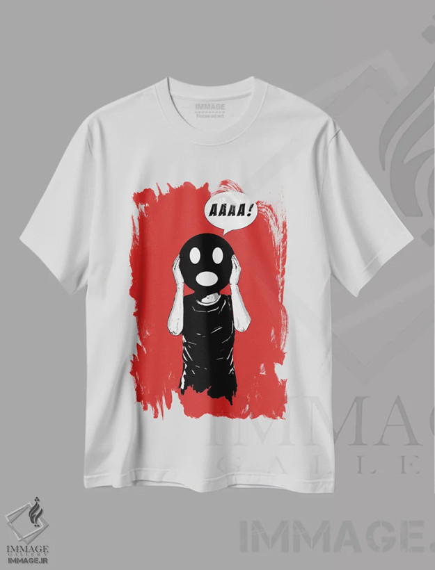 تیشرت سفید طرح دار جیغ سه، هنر دیجیتال اثر بالازس شولتی | immage.ir